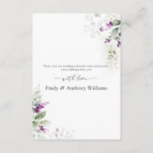 D'accompagnement Carte d'insertion de mariage Purple Greenery Laven (Dos)