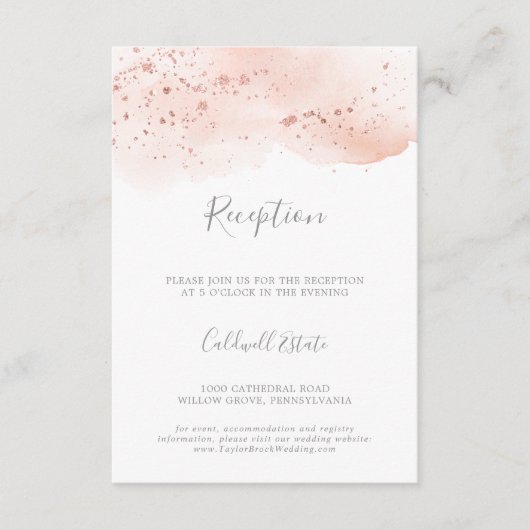 D'accompagnement Carte d'insertion de mariage rose Gold Watercolor (Devant)