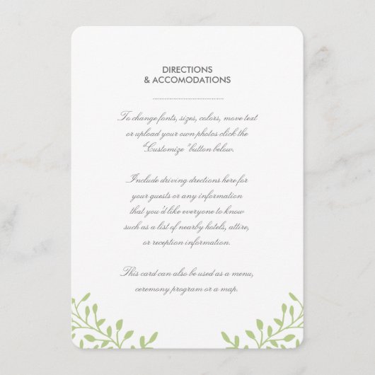 D'accompagnement Carte d'insertion de mariage Secret Garden - Vert (Devant)