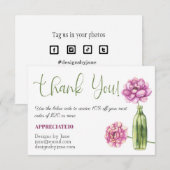 D'accompagnement Carte d'insertion de Merci rose coupon pour petite (Devant / Derrière)