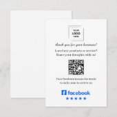D'accompagnement Carte d'insertion de QR pour avis Facebook Client (Devant / Derrière)