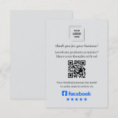 D'accompagnement Carte d'insertion de QR pour avis Facebook Client (Devant / Derrière)