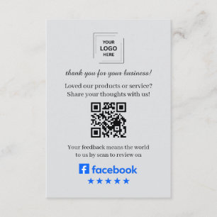 D'accompagnement Carte d'insertion de QR pour avis Facebook Client