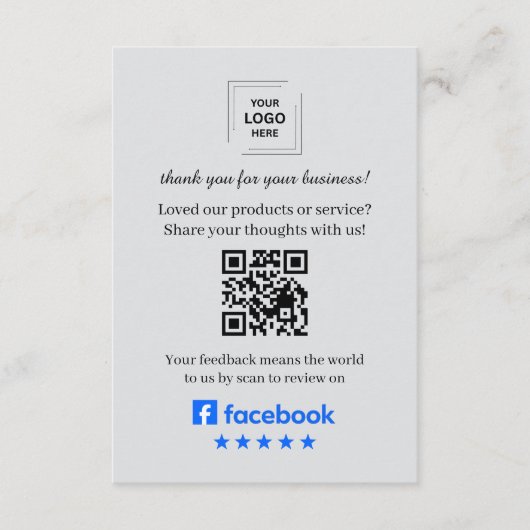 D'accompagnement Carte d'insertion de QR pour avis Facebook Client (Devant)