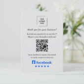D'accompagnement Carte d'insertion de QR pour avis Facebook Client (Debout devant)
