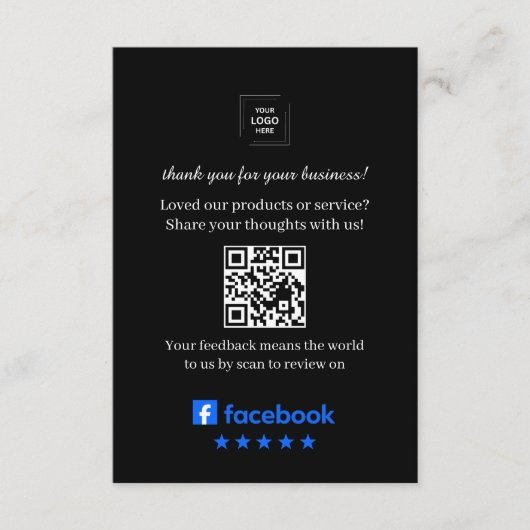 D'accompagnement Carte d'insertion de QR pour avis Facebook Client (Devant)
