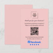 D'accompagnement Carte d'insertion de QR pour avis Facebook Client (Devant / Derrière)