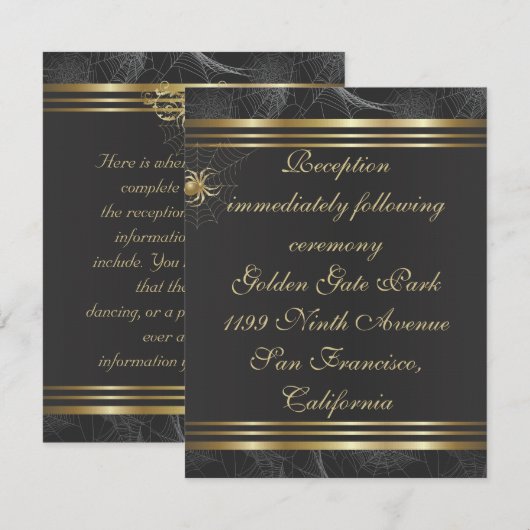 D'accompagnement Carte d'insertion de réception Araignées d'or (Devant / Derrière)