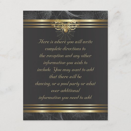 D'accompagnement Carte d'insertion de réception Araignées d'or (Dos)