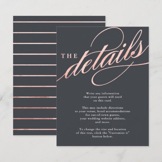 D'accompagnement Carte d'insertion de script or Rose simple et mode (Devant / Derrière)