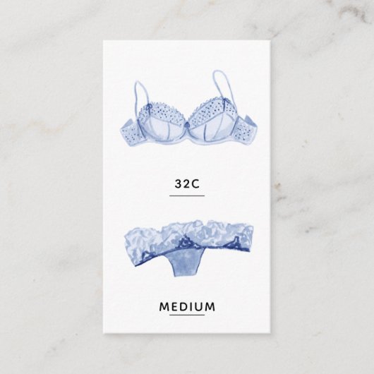 D'accompagnement Carte d'insertion de taille de lingerie (Devant)