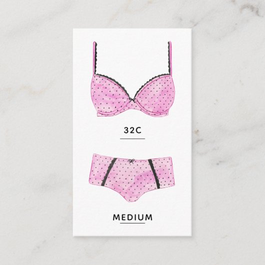 D'accompagnement Carte d'insertion de taille de lingerie (Devant)