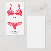 D'accompagnement Carte d'insertion de taille de lingerie (Devant / Derrière)