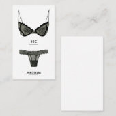 D'accompagnement Carte d'insertion de taille de lingerie (Devant / Derrière)