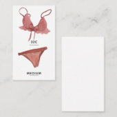 D'accompagnement Carte d'insertion de taille de lingerie (Devant / Derrière)