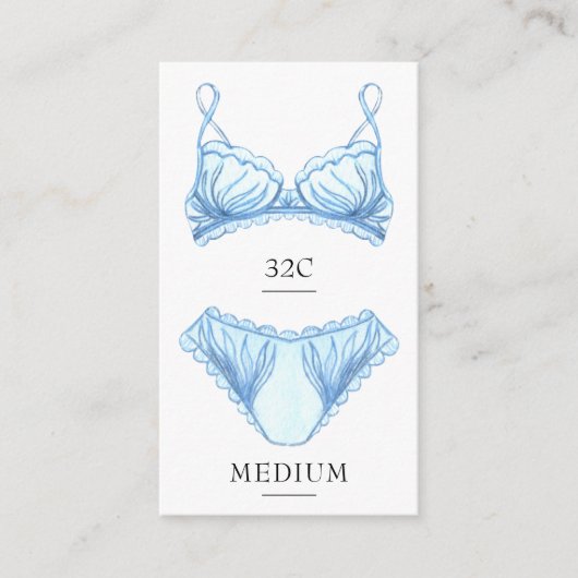 D'accompagnement Carte d'insertion de taille de lingerie bleue (Devant)