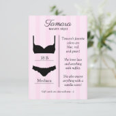 D'accompagnement Carte d'insertion de taille de lingerie de mariée (Debout devant)