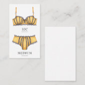 D'accompagnement Carte d'insertion de taille de lingerie jaune (Devant / Derrière)
