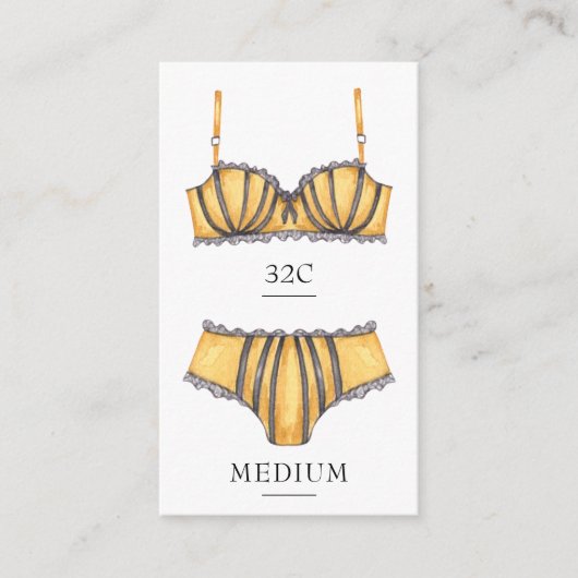 D'accompagnement Carte d'insertion de taille de lingerie jaune (Devant)