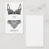D'accompagnement Carte d'insertion de taille de lingerie noire (Devant / Derrière)