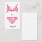 D'accompagnement Carte d'insertion de taille de lingerie rose (Devant / Derrière)