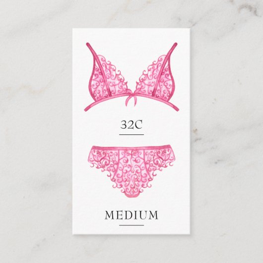 D'accompagnement Carte d'insertion de taille de lingerie rose (Devant)