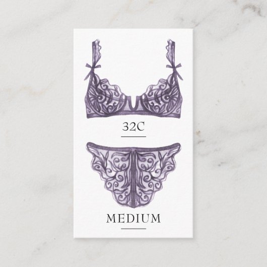D'accompagnement Carte d'insertion de taille de lingerie violette (Devant)