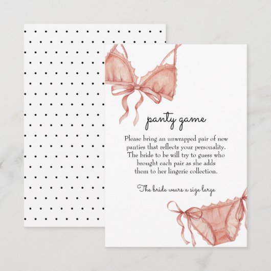 D'accompagnement Carte d'insertion du jeu de la culotte (Devant / Derrière)