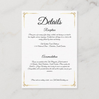 D'accompagnement Carte d'insertion élégante pour mariage avec détai
