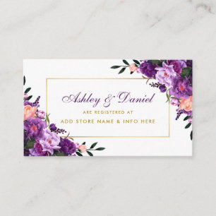 D'accompagnement Carte d'insertion Floral Purple Gold Mariage