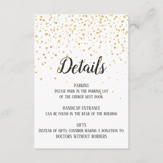 D'accompagnement Carte d'insertion Gold Confetti Detail (Devant)