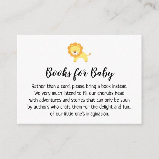 D'accompagnement Carte d'insertion Lion Simple Demande de livre sim (Devant)