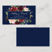 D'accompagnement Carte d'insertion mariage Burgundy Floral (Devant / Derrière)