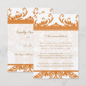 D'accompagnement Carte d'insertion Mariage damassé orange et ivoire (Devant / Derrière)