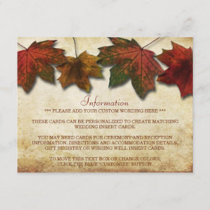 D'accompagnement Carte d'insertion Mariage de feuilles automnales