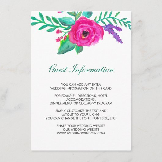 D'accompagnement Carte d'insertion Mariage Florals frais (Devant)