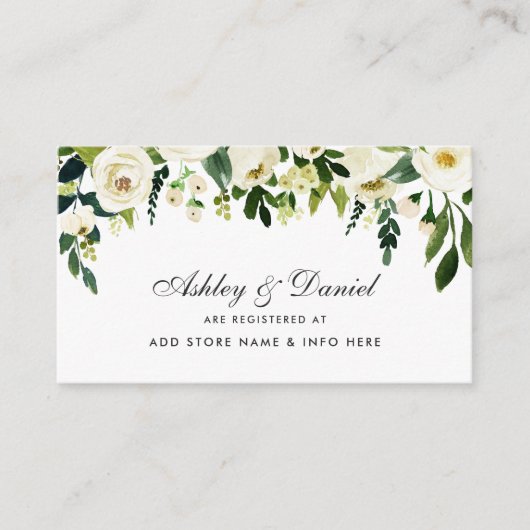 D'accompagnement Carte d'insertion mariage Green White Floral Regis (Devant)