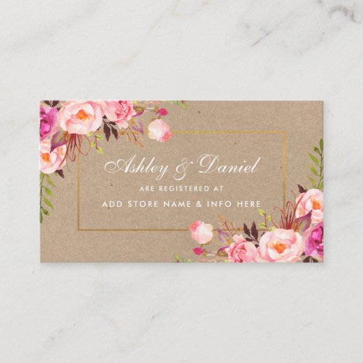 D'accompagnement Carte d'insertion mariage Kraft Pink Blush Gold Re (Devant)