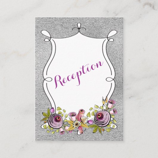 D'accompagnement Carte d'insertion mariage | Plum FAUX Silver Foil  (Devant)