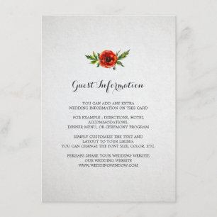 D'accompagnement Carte d'insertion Mariage Red Poppy
