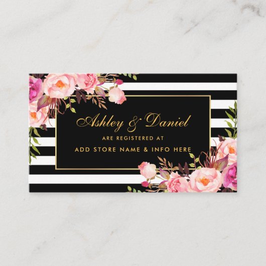 D'accompagnement Carte d'insertion mariage Rose Blush Gold Black (Devant)