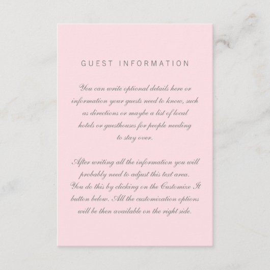 D'accompagnement Carte d'insertion Mariage simple rose (Devant)