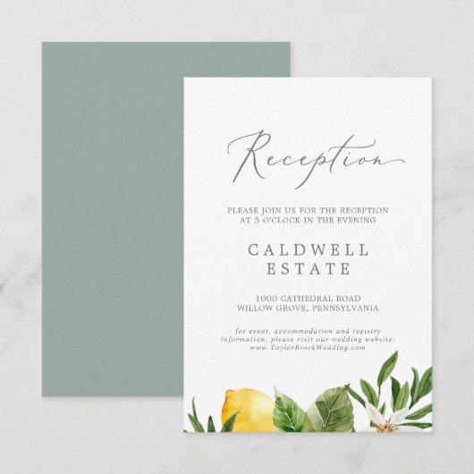 D'accompagnement Carte d'insertion moderne Lemon Garden (Devant / Derrière)