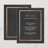 D'accompagnement Carte d'insertion moderne Rose or et Mariage noir (Devant / Derrière)