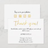 D'accompagnement Carte d'insertion Or Merci Coupon pour petites ent (Devant / Derrière)