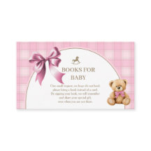 Carte d'insertion Ourson Préppy à carreaux roses p