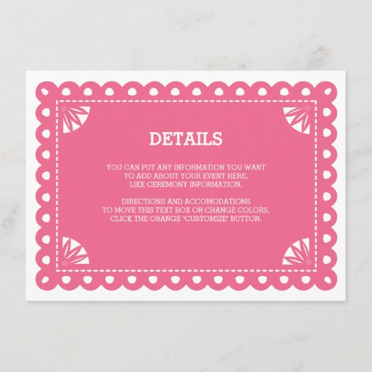 D'accompagnement Carte d'insertion Papier Picado - Rose (Devant)