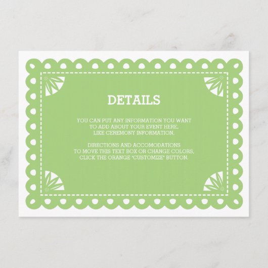 D'accompagnement Carte d'insertion Papier Picado - Vert (Devant)