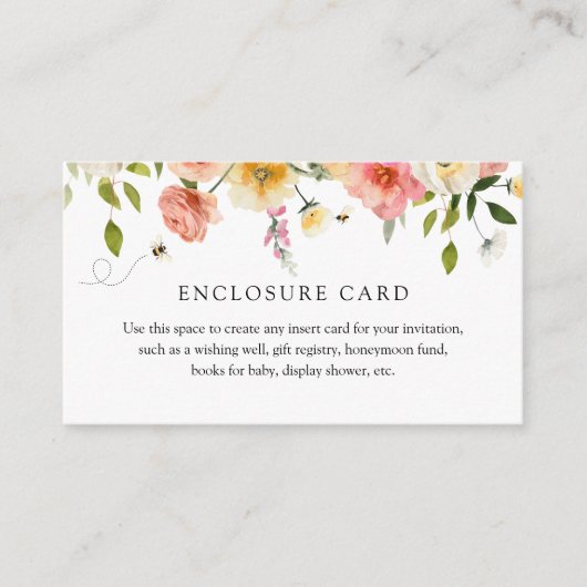 D'accompagnement Carte d'insertion pour douche de fleurs et de miel (Devant)