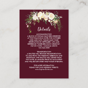 D'accompagnement Carte d'insertion Royal Ivory Floral Crest Bourgog